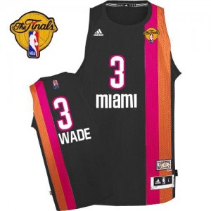 Maillot De Wade Miami Heat #3 Homme Noir Finals ABA Hardwood Classic Adidas