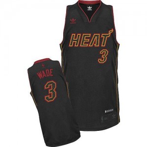 Adidas NBA Maillot Basket Dwyane Wade Miami Heat Noir Carbon Fiber Fashion #3 Homme