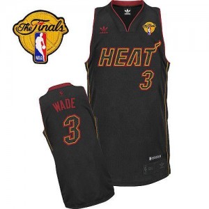 Adidas NBA Maillots Dwyane Wade Miami Heat Homme #3 Noir Finals Carbon Fiber Fashion