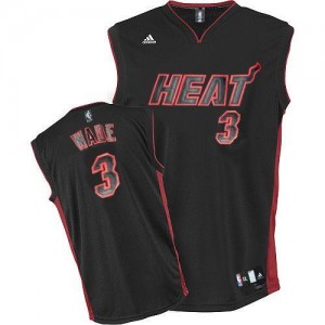Maillots Basket Wade Miami Heat Performance No.3 Homme Adidas Noir / Rouge