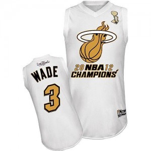 Majestic NBA Maillots De Basket Dwyane Wade Miami Heat Finals Champions Homme #3 Blanc