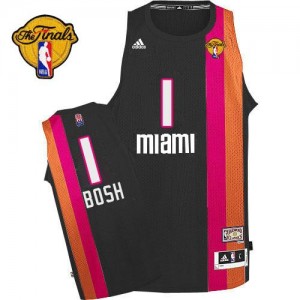 Adidas Maillots De Basket Bosh Miami Heat #1 Noir Finals ABA Hardwood Classic Homme