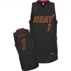 Adidas NBA Maillots De Chris Bosh Heat No.1 Noir Carbon Fiber Fashion Homme