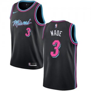Nike NBA Maillots Wade Miami Heat Homme Noir #3 City Edition