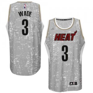 Adidas NBA Maillots De Wade Miami Heat Gris #3 Homme City Light