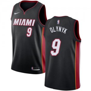 Maillots De Olynyk Miami Heat #9 Nike Noir Enfant Icon Edition