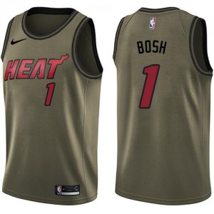 Maillots Basket Chris Bosh Miami Heat Nike vert Enfant #1 Salute to Service