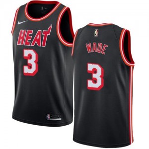 Nike NBA Maillot Basket Dwyane Wade Miami Heat Hardwood Classics Homme Noir #3