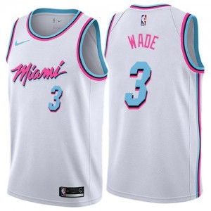 Maillots Basket Wade Miami Heat #3 Blanc Homme City Edition Nike