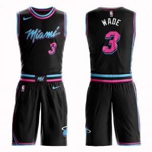 Nike NBA Maillots Dwyane Wade Heat Homme Noir No.3 Suit City Edition