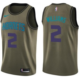 Nike Maillots Basket Williams Charlotte Hornets No.2 Enfant vert Salute to Service