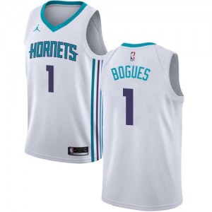Maillots Basket Muggsy Bogues Hornets Jordan Brand Association Edition Homme No.1 Blanc