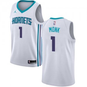 Maillots De Basket Monk Charlotte Hornets Enfant No.1 Blanc Association Edition Jordan Brand