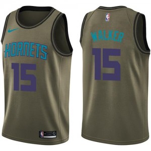 Nike Maillots Basket Kemba Walker Hornets Salute to Service #15 vert Homme