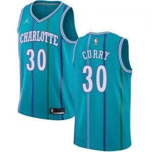 Jordan Brand NBA Maillots Basket Curry Hornets No.30 Hardwood Classics Enfant Vert d'Eau