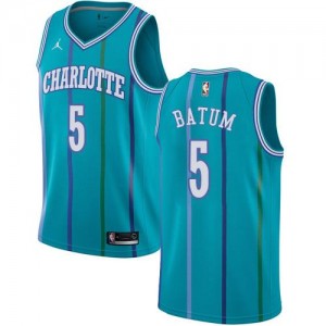 Jordan Brand NBA Maillot Nicolas Batum Charlotte Hornets #5 Hardwood Classics Vert d'Eau Homme