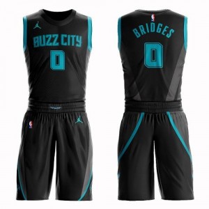 Jordan Brand NBA Maillots Basket Miles Bridges Charlotte Hornets No.0 Noir Homme Suit City Edition
