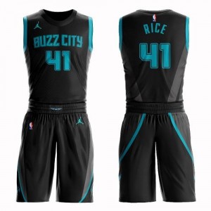 Jordan Brand Maillots Basket Rice Charlotte Hornets Homme Noir Suit City Edition #41