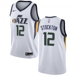 Maillots Basket Stockton Utah Jazz #12 Blanc Homme Nike Association Edition