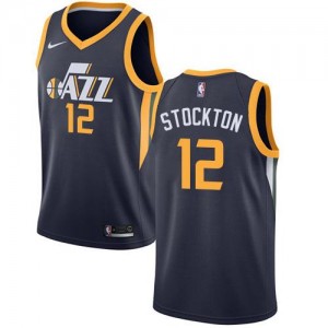 Nike Maillots De John Stockton Utah Jazz No.12 Homme bleu marine Icon Edition
