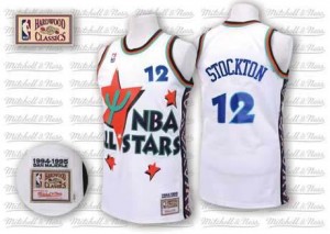 Adidas Maillots Basket Stockton Jazz Homme No.12 1995 All Star Throwback Blanc