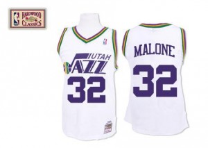 Mitchell and Ness NBA Maillot De Basket Malone Jazz Blanc Throwback #32 Homme