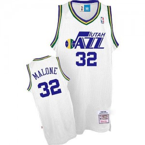 Adidas Maillots Malone Jazz Throwback Homme No.32 Blanc