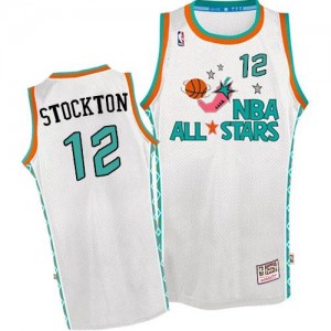 Mitchell and Ness NBA Maillot Basket John Stockton Jazz Blanc Homme No.12 1996 All Star Throwback