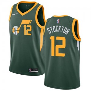 Maillot De Stockton Utah Jazz vert Homme Earned Edition Nike No.12