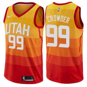 Nike Maillots De Basket Jae Crowder Utah Jazz #99 Orange City Edition Homme
