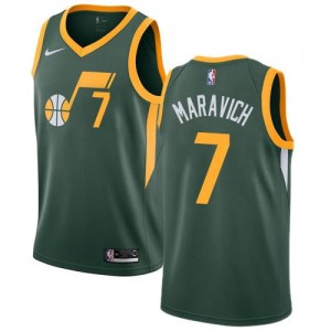 Nike Maillots Pete Maravich Jazz No.7 vert Homme Earned Edition