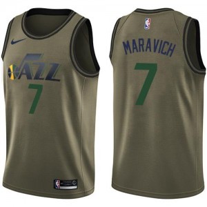 Nike Maillots De Pete Maravich Jazz Homme #7 vert Salute to Service