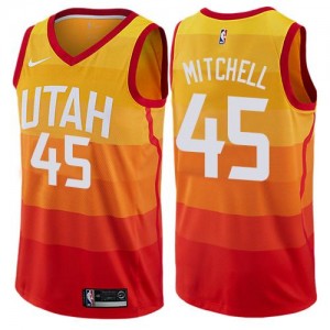 Nike Maillots Mitchell Utah Jazz City Edition Homme #45 Orange