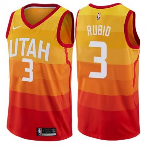 Nike Maillot De Basket Ricky Rubio Utah Jazz #3 City Edition Orange Homme