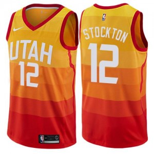 Maillots De Basket Stockton Utah Jazz Nike Homme Orange #12 City Edition