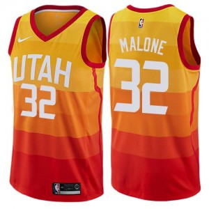 Maillot De Basket Malone Utah Jazz Orange Nike City Edition No.32 Homme