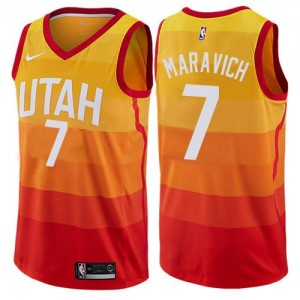 Nike Maillots Basket Maravich Jazz City Edition Orange Homme #7