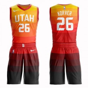 Nike NBA Maillot Basket Korver Jazz Suit City Edition Orange Homme No.26