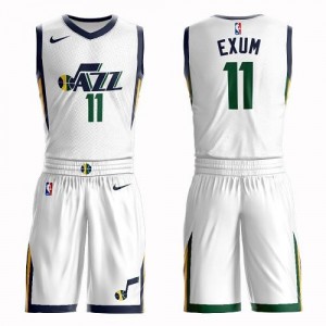 Nike Maillots Exum Utah Jazz No.11 Homme Suit Association Edition Blanc