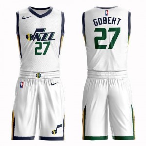 Nike NBA Maillot Basket Gobert Jazz No.27 Blanc Suit Association Edition Homme
