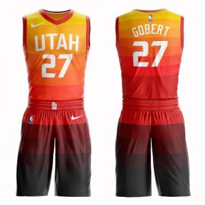 Nike NBA Maillots De Gobert Jazz Homme Suit City Edition #27 Orange
