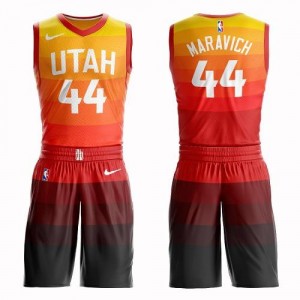Maillots Basket Pete Maravich Utah Jazz Suit City Edition Nike No.44 Orange Enfant
