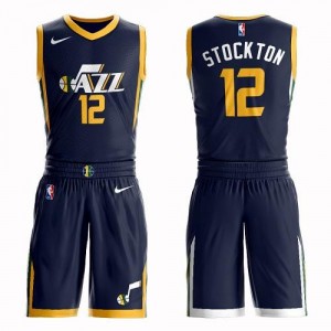 Nike Maillot Stockton Utah Jazz #12 bleu marine Enfant Suit Icon Edition