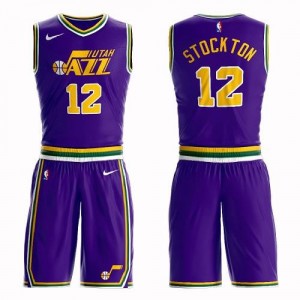 Maillot De Basket John Stockton Jazz Enfant No.12 Violet Suit Nike