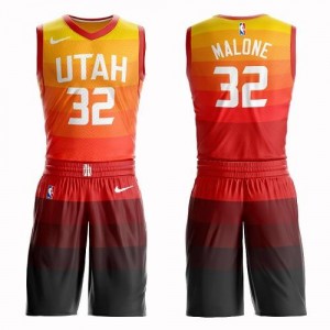 Maillot Basket Karl Malone Utah Jazz Suit City Edition Nike Homme Orange #32