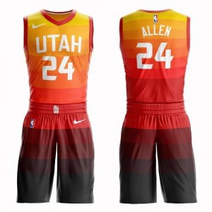 Nike NBA Maillots Basket Allen Jazz Orange #24 Enfant Suit City Edition