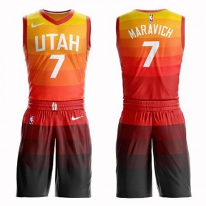 Nike NBA Maillots De Basket Maravich Jazz Enfant No.7 Suit City Edition Orange
