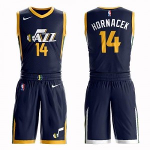 Maillots De Hornacek Utah Jazz bleu marine #14 Suit Icon Edition Nike Enfant