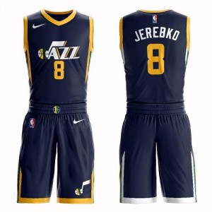 Nike NBA Maillots Basket Jerebko Jazz Homme bleu marine Suit Icon Edition No.8