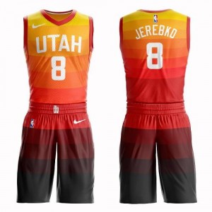 Nike Maillot De Jonas Jerebko Utah Jazz Suit City Edition #8 Orange Homme